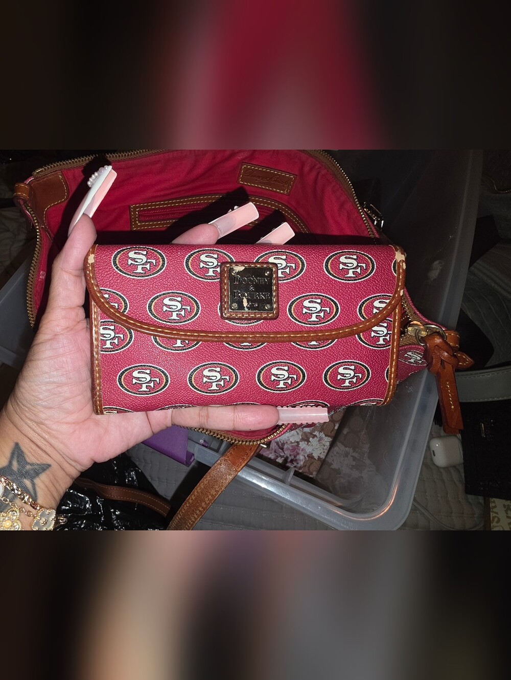 Dooney & Bourke Red Signature NFL Logo Wristlet